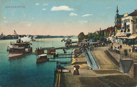 Colorierte Ansichtskarte des Rheins