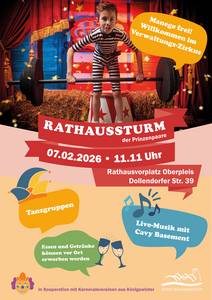 Bild: Kostümiertes Kind hebt im Zirkuszelt Gewichte