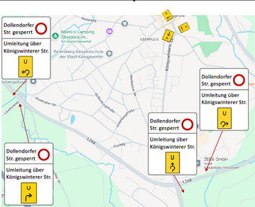 Karte mit Umleitungsstrecke