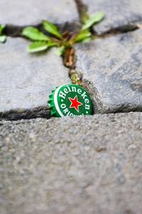 Ein Kronkorken steckt im Kopfsteinpflaster © Stadt Königswinter/Pressestelle Ein Kronkorken steckt im Kopfsteinpflaster