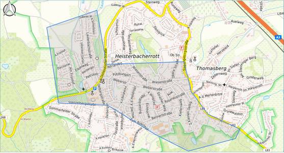 Karte des während der Reparaturarbeiten vom Ausfall betroffenen Bereichs © IG NRW Karte des vom Ausfall betroffenen Bereichs
