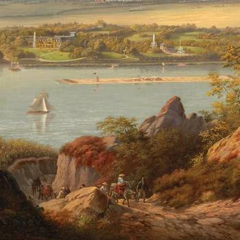 Ausschnitt Gemälde in der Dauerausstellung © Siebengebirgsmuseum Blick vom Siebengebirge auf den Rhein