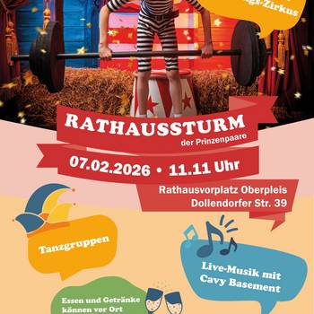 Bild: Kostümiertes Kind hebt im Zirkuszelt Gewichte