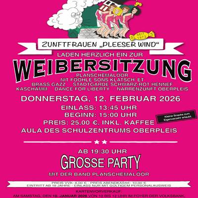 Aftershowparty Zunftfrauen Pleeser Wind e.V. Plakat Zunftfrauen Pleeser Wind e.V.