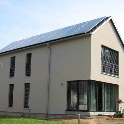 Das Bild zeigt das Passivhaus, was im Rahmen der tag der offenen tür besichtigt werden kann