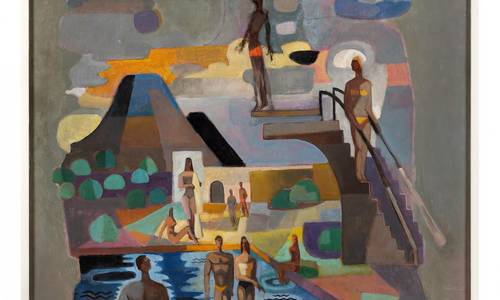 Carlo Mense (1886–1965), Schwimmbad (in Königswinter), um 1960, Städtische Museen Rheine