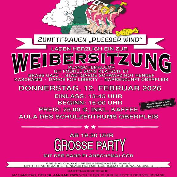 Aftershowparty Zunftfrauen Pleeser Wind e.V. Plakat Zunftfrauen Pleeser Wind e.V.