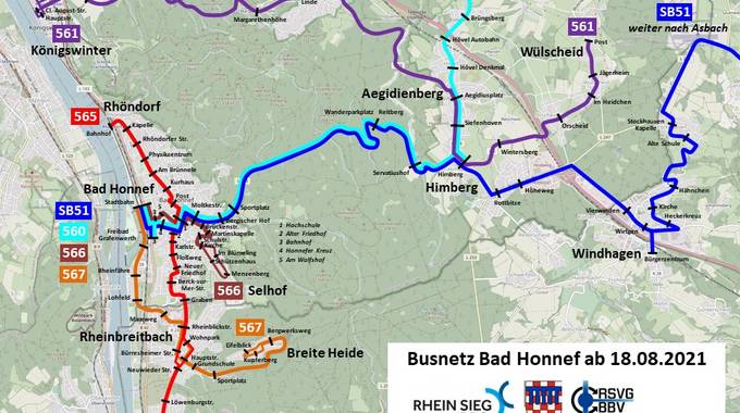 Liniennetz Bad Honnef ab 18.08.2021 © Rhein-Sieg-Kreis Liniennetz Bad Honnef ab 2021 08 18