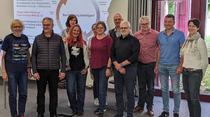 Mitarbeitende der Stadtverwaltung mit den Auditoren zum Überflutungsschutz © StadtKöwi/F. Striewe AuditHochwasserStarkregen